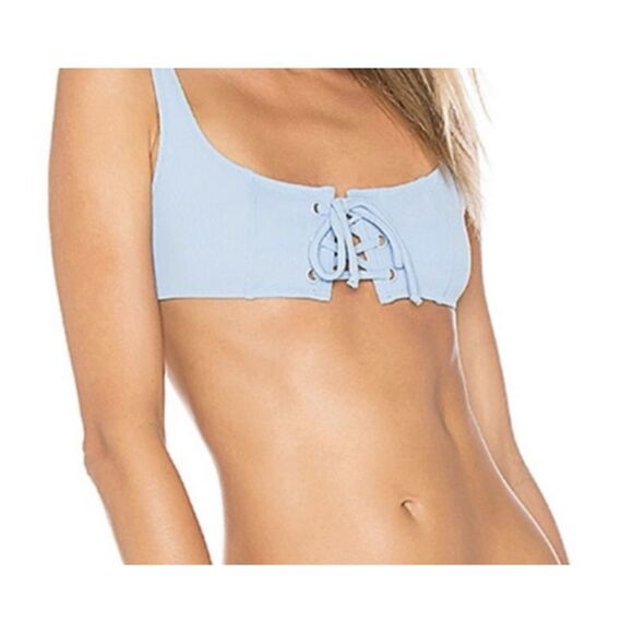 Solid & Striped Isabella Lace Up Bikini Swim Top Sky Blue XS Extra Small - Picture 10 of 10